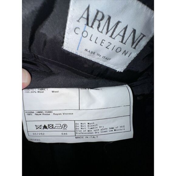 Armani Collezioni Current Solid Black Woven 2-Btn Wool Blazer Jacket 42R - Picture 7 of 8